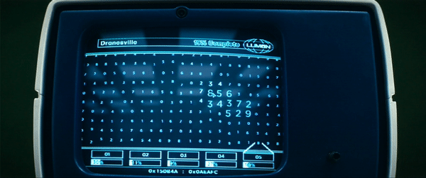 an animated GIF of a macrodata refinement terminal from the television show Severance